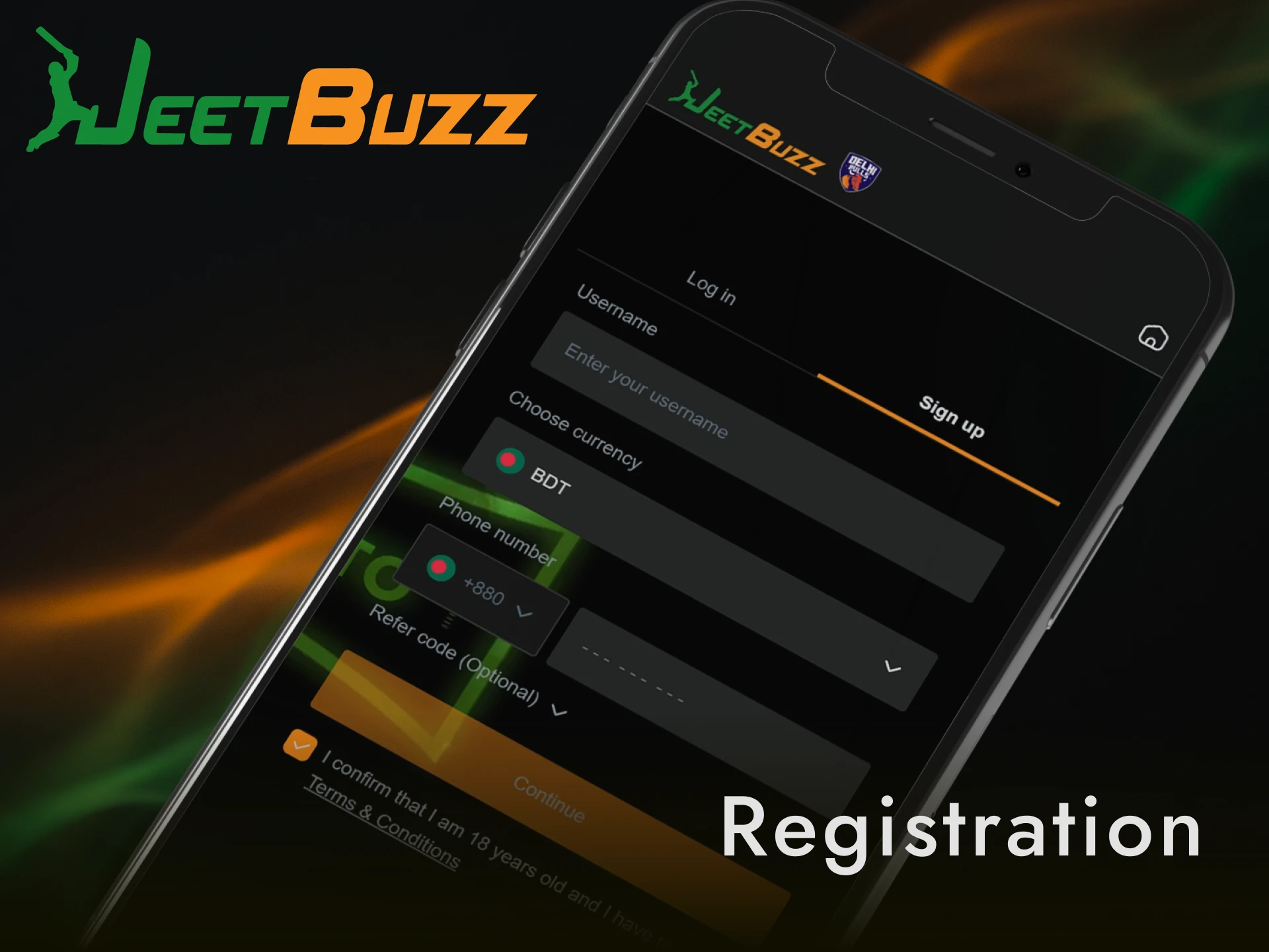 Register a new account via the Jeetbuzz app to start betting on sports in Bangladesh.