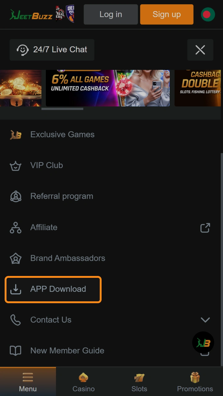 Visit the download section on this page to start updating your Jeetbuzz app.