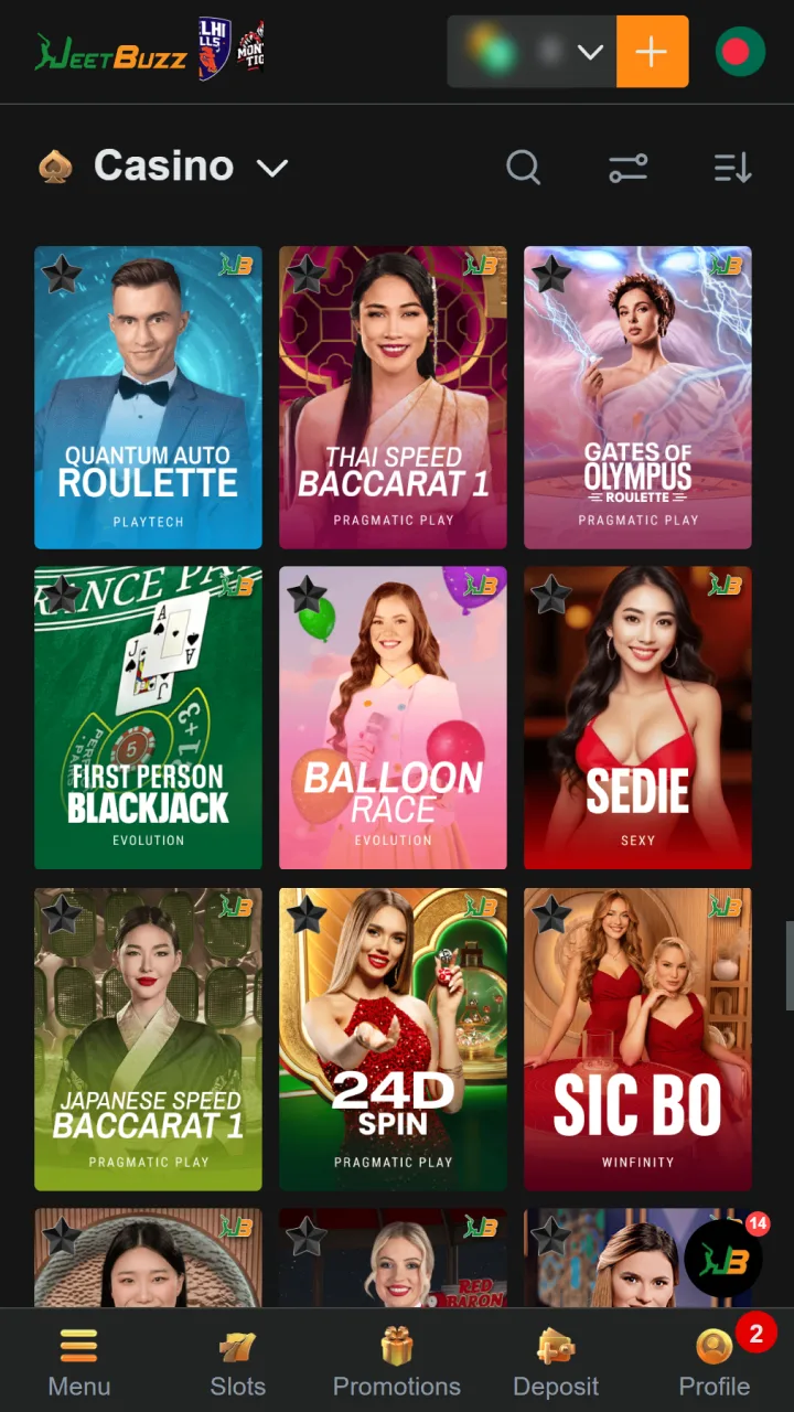 Choose a Blackjack table in the Jeetbuzz live lobby to begin.
