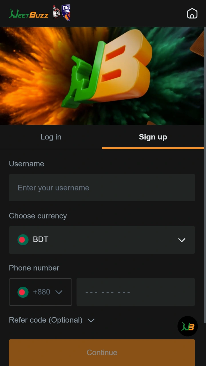 Register on this page to create your Jeetbuzz casino account.