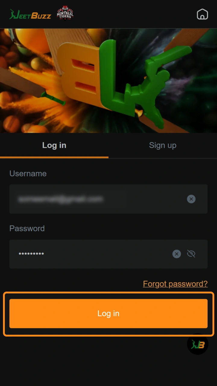 Tap the sign in button to access your active Jeetbuzz gaming account.