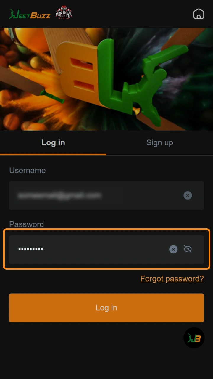 Input your account password to proceed with the Jeetbuzz user login.