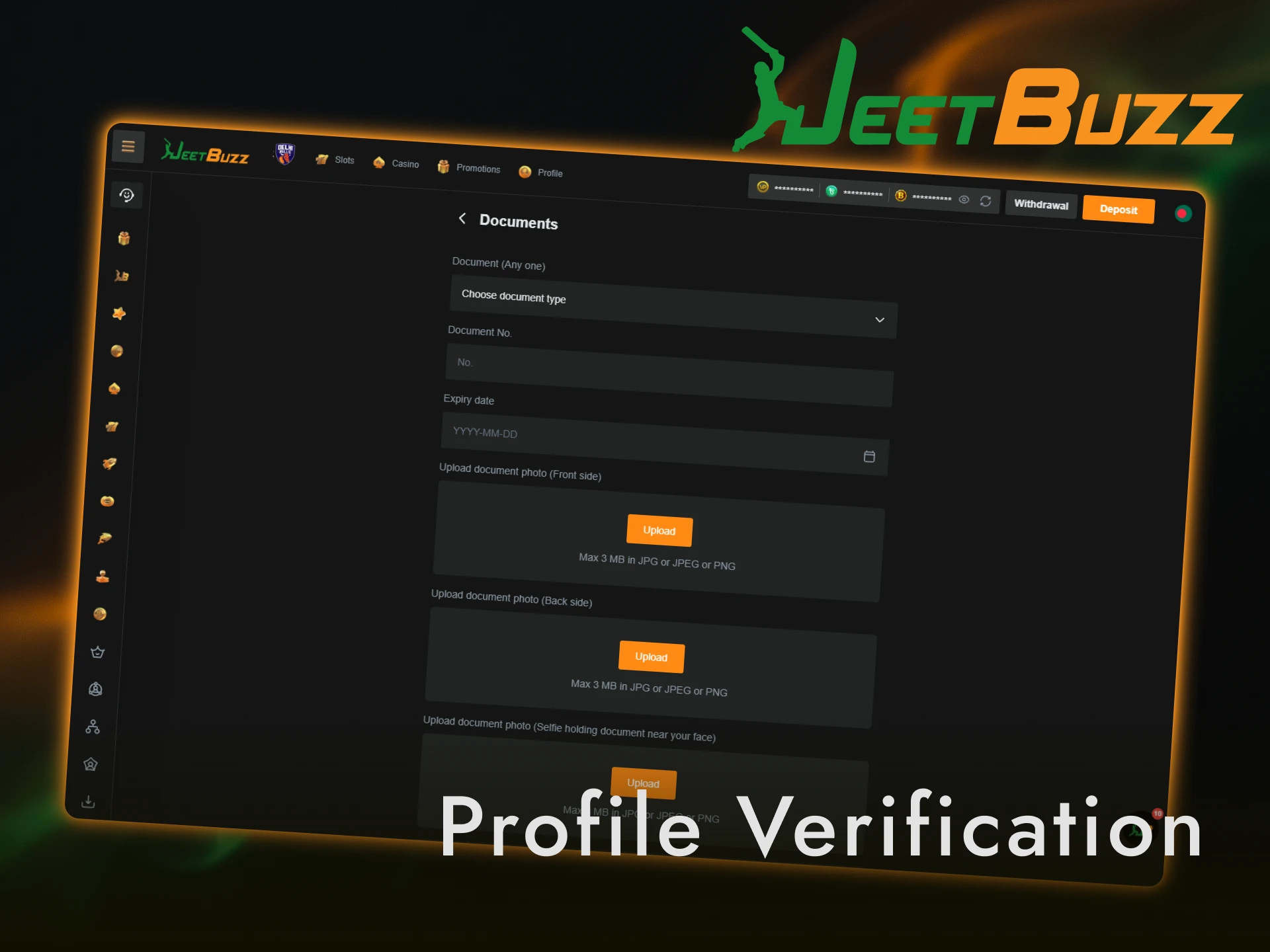 Pass the account verification process at Jeetbuzz to confirm personal details.