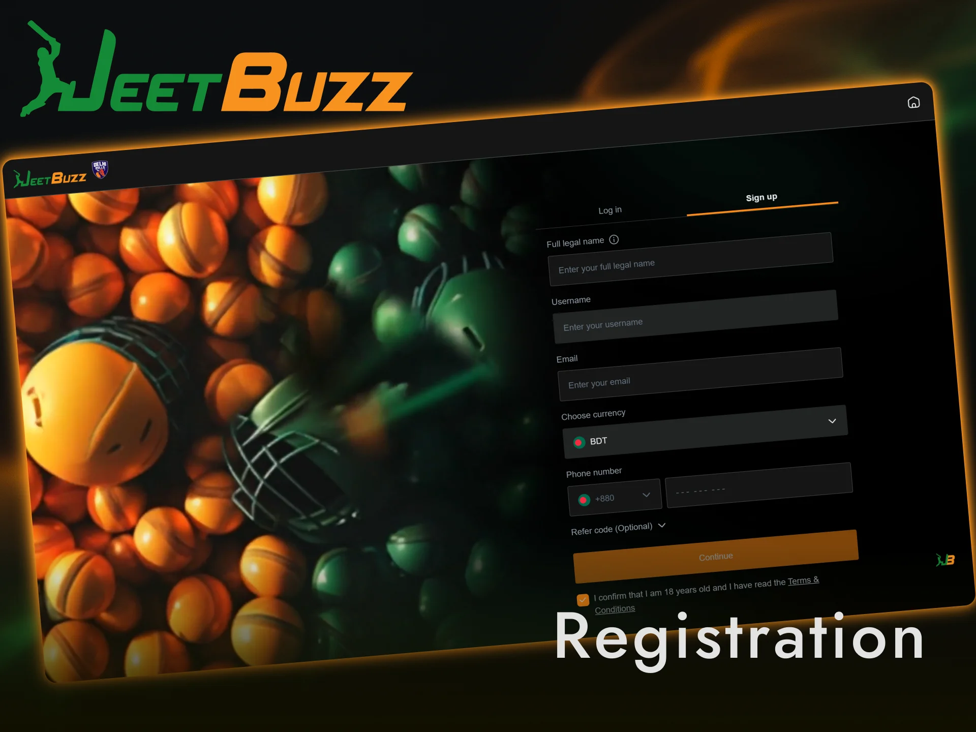 Register a new account via the Jeetbuzz desktop app to start playing on PC.