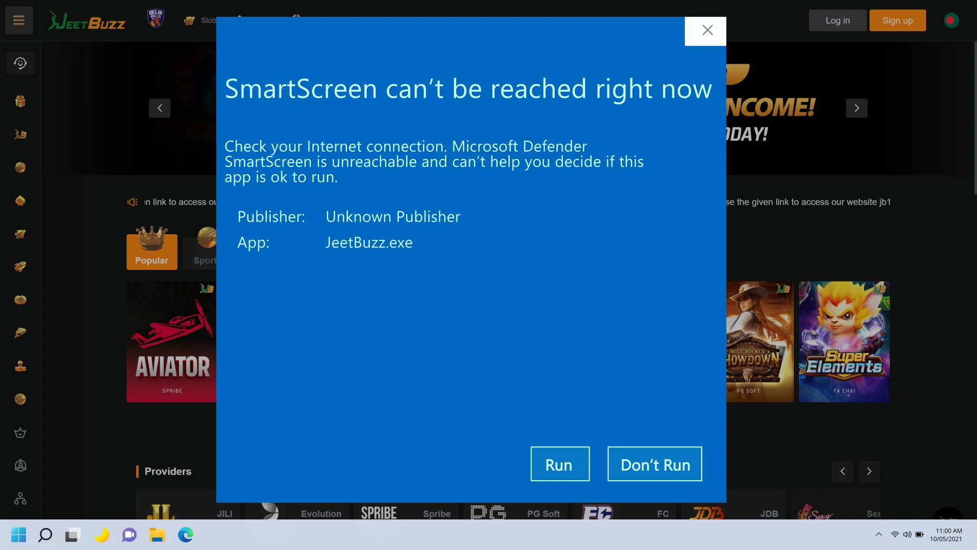 Allow system permissions to proceed with installing the Jeetbuzz desktop app.