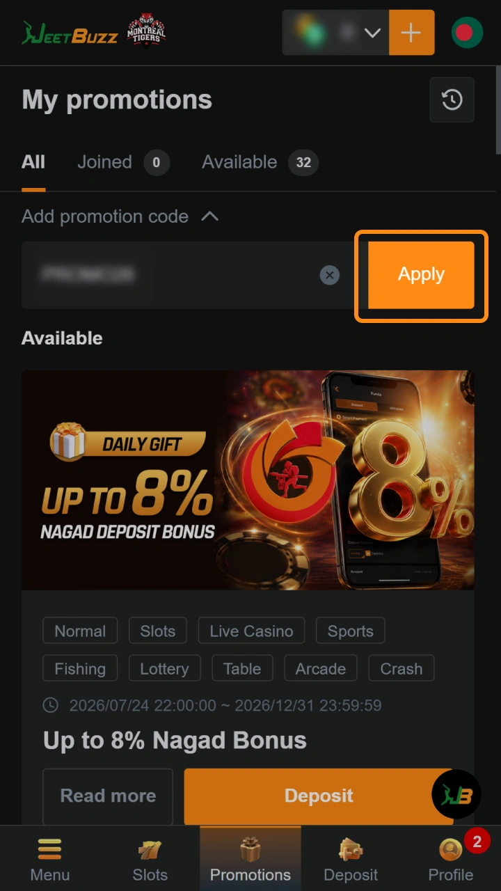 Activate your bonus to enjoy extra funds with Jeetbuzz bonuses.