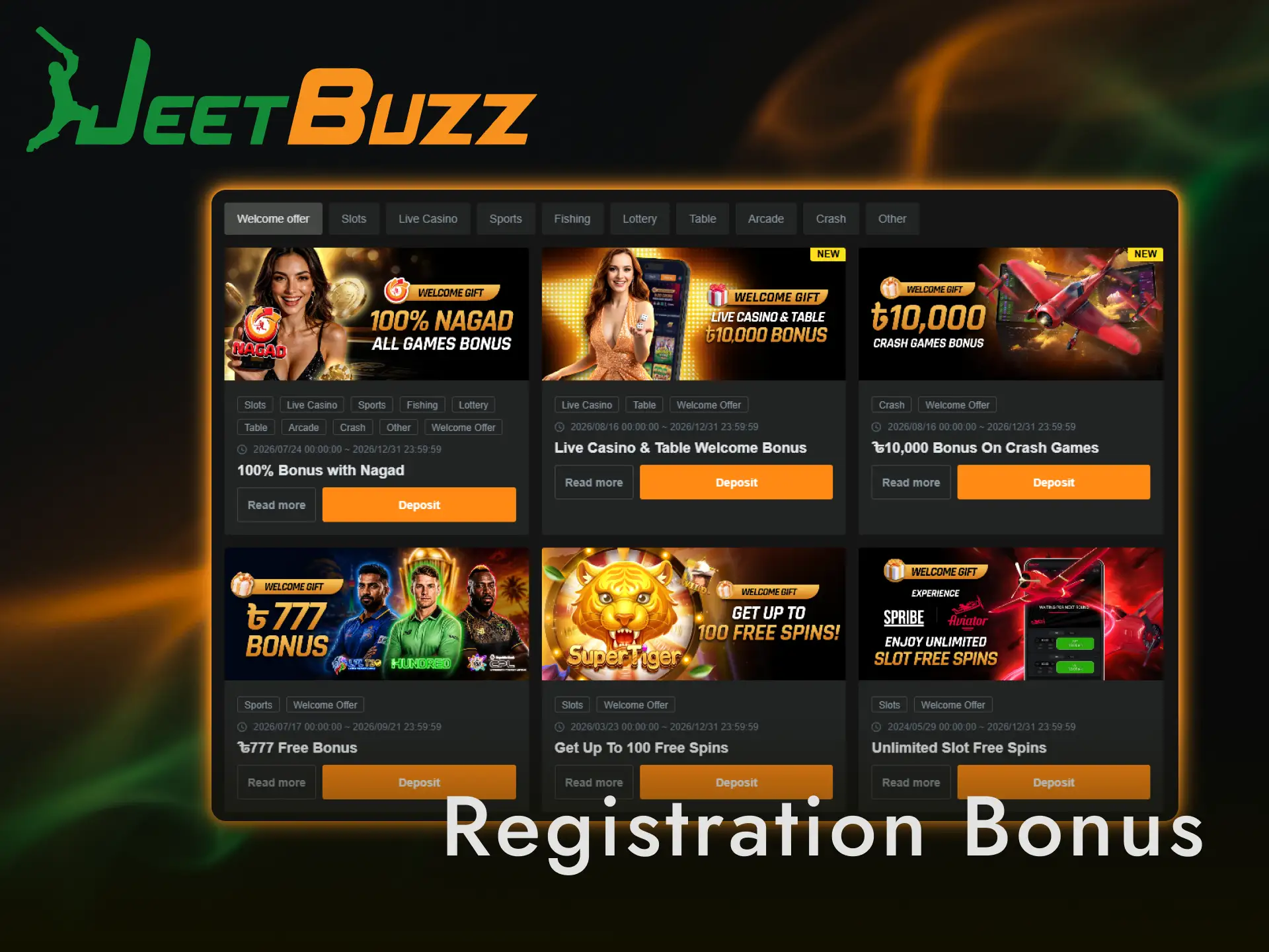Claim a Jeetbuzz registration bonus to boost your sports and casino bets.