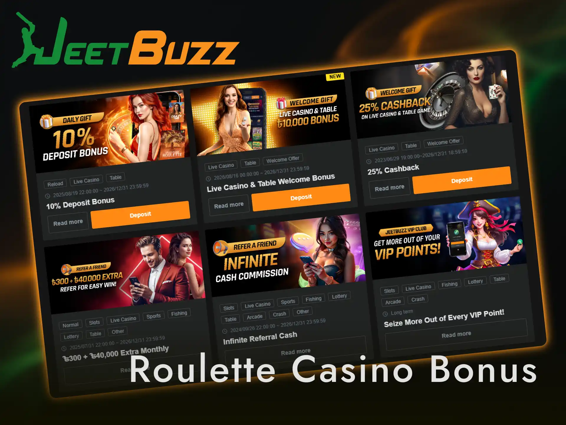 Claim an exclusive casino bonus to play live Roulette at Jeetbuzz.