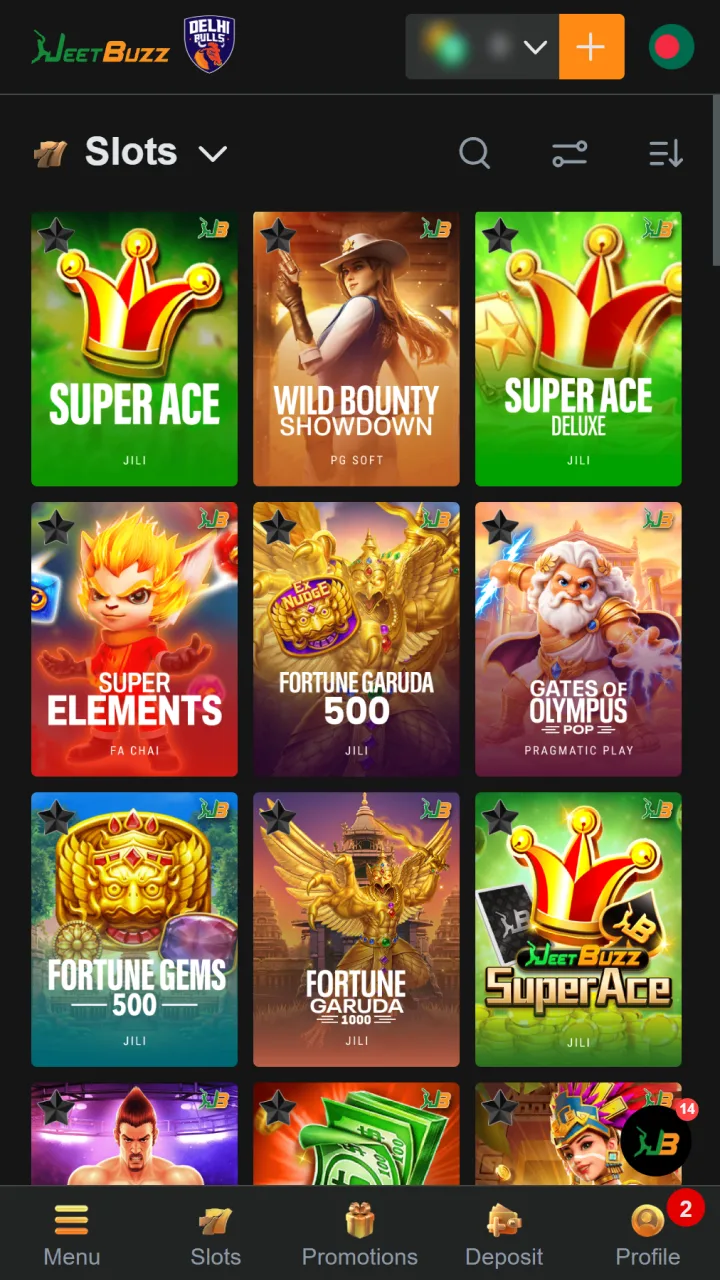 Choose your mode to play slot games on the Jeetbuzz platform.