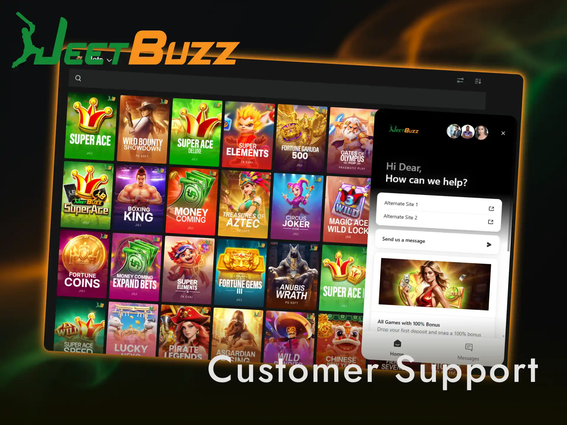 Contact customer support for assistance with casino games at Jeetbuzz.